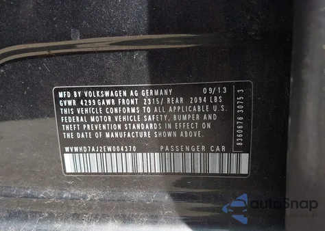 2014 Volkswagen Gti Wolfsburg Edition from USA, damaged, VIN WVWHD7AJ2EW004370